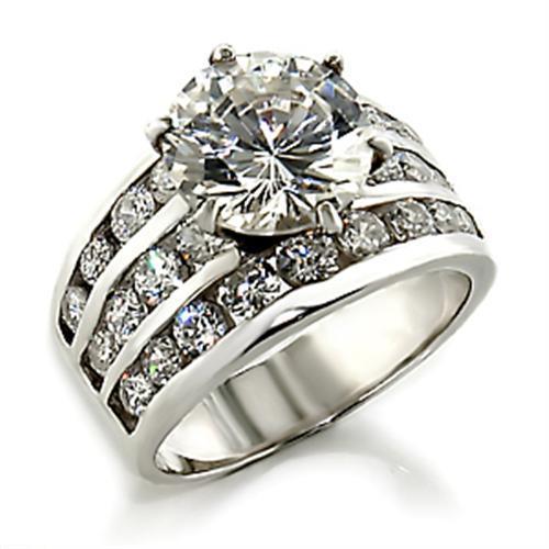 03625 - High-Polished 925 Sterling Silver Ring with AAA Grade CZ in Clear