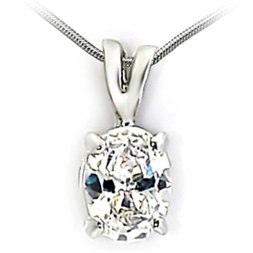 03922 - Rhodium Brass Pendant with AAA Grade CZ in Clear