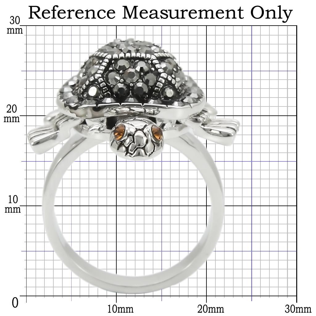 0W285 - Rhodium Brass Ring with Top Grade Crystal in Multi Color