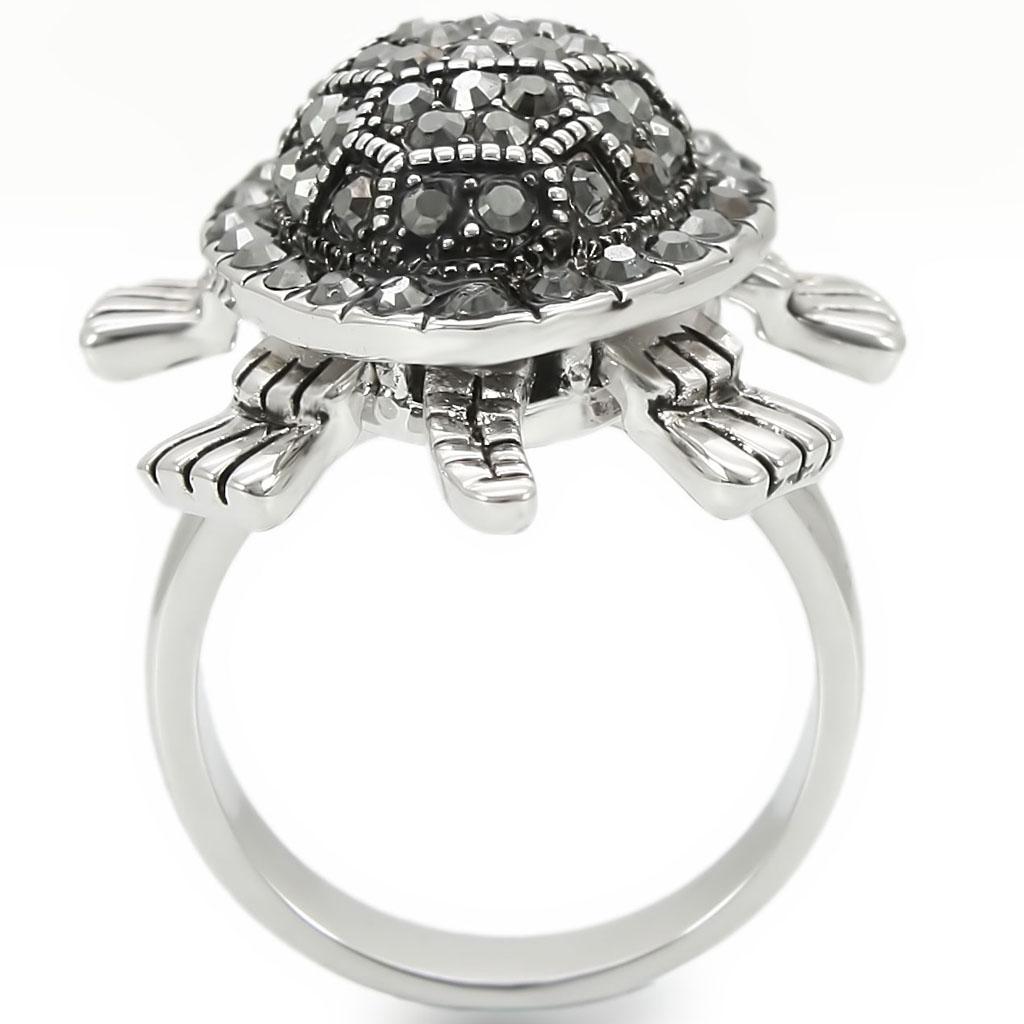 0W285 - Rhodium Brass Ring with Top Grade Crystal in Multi Color