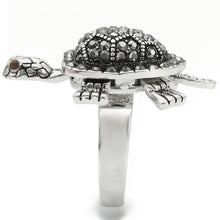 0W285 - Rhodium Brass Ring with Top Grade Crystal  in Multi Color
