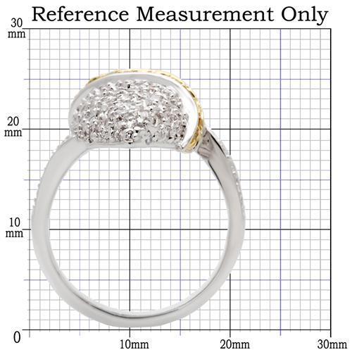 0W099 - Gold+Rhodium Brass Ring with AAA Grade CZ in Topaz