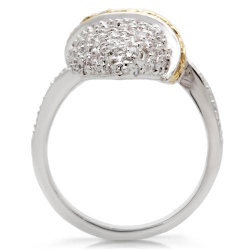 0W099 - Gold+Rhodium Brass Ring with AAA Grade CZ in Topaz