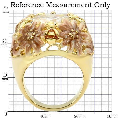 0W203 - Matte Gold & Gold Brass Ring with AAA Grade CZ in Clear