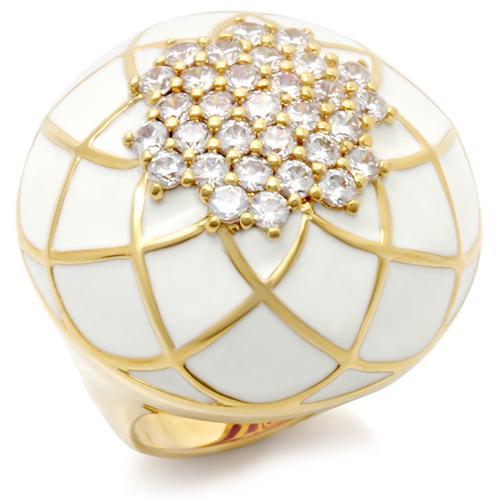 0W206 - Gold Brass Ring with AAA Grade CZ in Clear