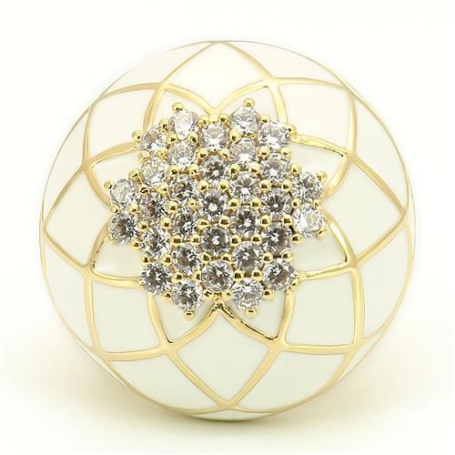 0W206 - Gold Brass Ring with AAA Grade CZ in Clear
