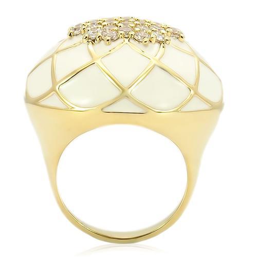 0W206 - Gold Brass Ring with AAA Grade CZ in Clear