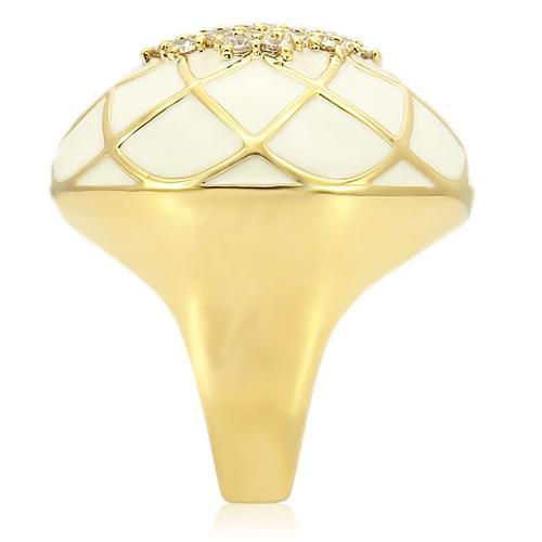 0W206 - Gold Brass Ring with AAA Grade CZ in Clear