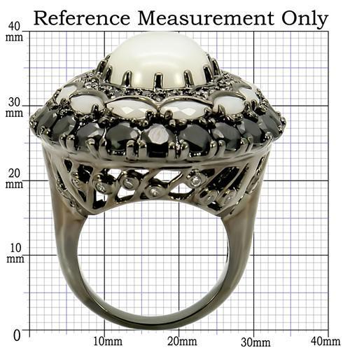 0W213 - Ruthenium Brass Ring with Milky CZ in White