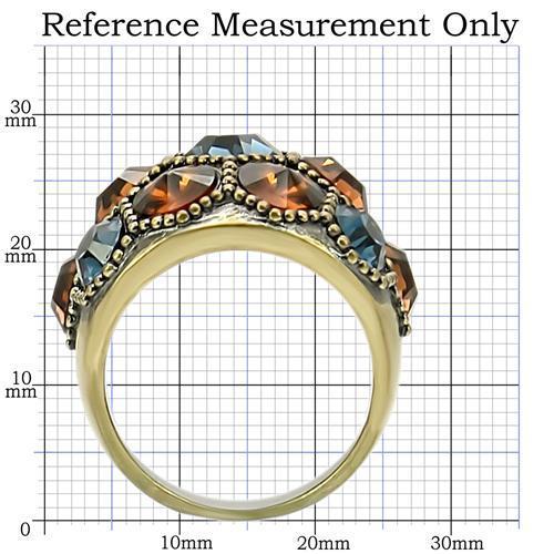 0W234 - Antique Copper Brass Ring with Top Grade Crystal in Multi Color