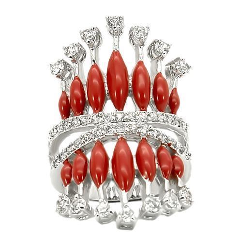0W241 - Rhodium Brass Ring with AAA Grade CZ in Clear