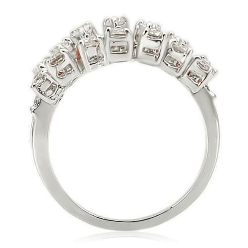 0W241 - Rhodium Brass Ring with AAA Grade CZ in Clear