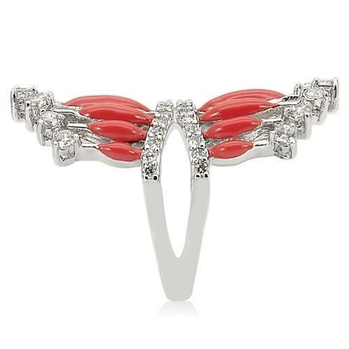 0W241 - Rhodium Brass Ring with AAA Grade CZ in Clear