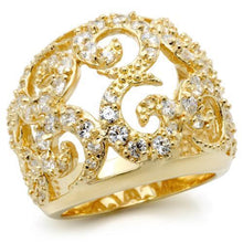 0W274 - Gold Brass Ring with AAA Grade CZ  in Clear