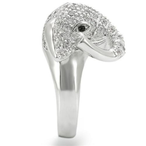10413 - Gold+Rhodium Brass Ring with AAA Grade CZ in Clear
