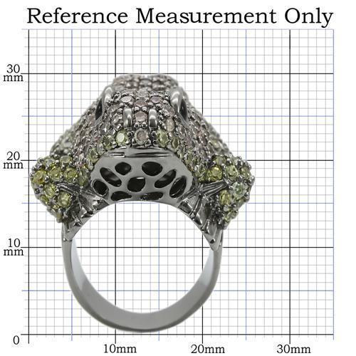 0W284 - Ruthenium Brass Ring with AAA Grade CZ in Multi Color