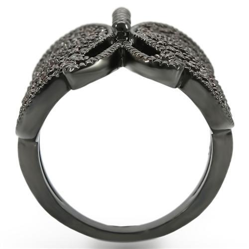 0W290 - Ruthenium Brass Ring with AAA Grade CZ in Champagne