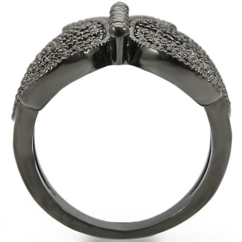 0W290 - Ruthenium Brass Ring with AAA Grade CZ in Champagne