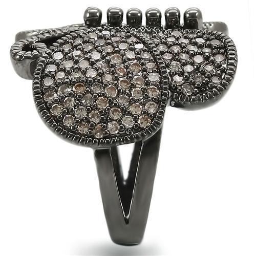 0W290 - Ruthenium Brass Ring with AAA Grade CZ in Champagne