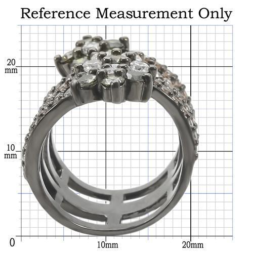 0W293 - Ruthenium Brass Ring with AAA Grade CZ in Multi Color