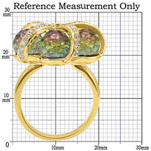 0W299 - Gold Plated Brass Ring with Top Grade Crystal  in Multi Color