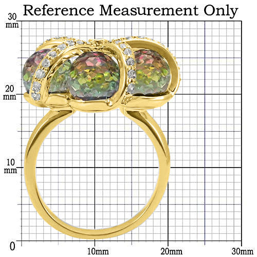 0W299 - Gold Plated Brass Ring with Top Grade Crystal in Multi Color