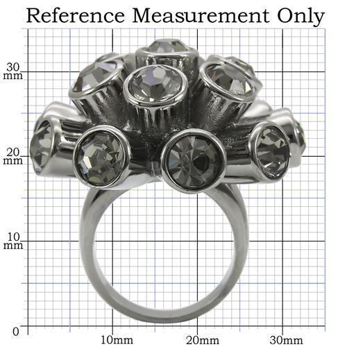 0W306 - Ruthenium Brass Ring with Top Grade Crystal in Jet