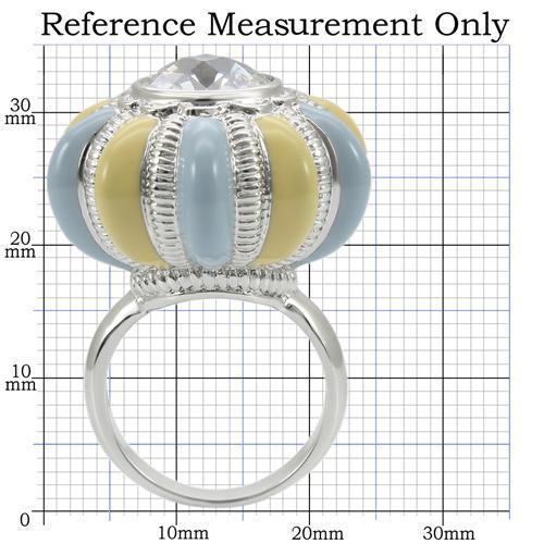 0W308 - Rhodium Brass Ring with AAA Grade CZ in Clear