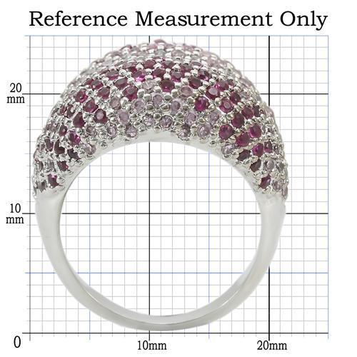 0W322 - Rhodium Brass Ring with AAA Grade CZ in Multi Color
