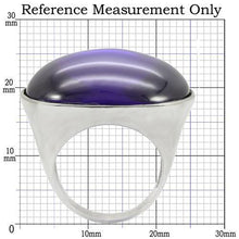 0W345 - Rhodium Brass Ring with Genuine Stone  in Amethyst