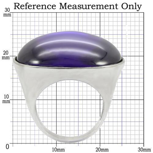 0W345 - Rhodium Brass Ring with Genuine Stone in Amethyst