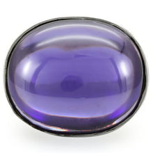 0W345 - Rhodium Brass Ring with Genuine Stone  in Amethyst