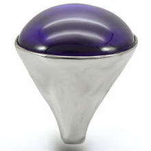 0W345 - Rhodium Brass Ring with Genuine Stone  in Amethyst