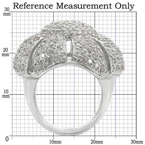 0W349 - Rhodium Brass Ring with AAA Grade CZ in Clear