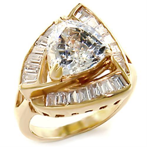 10529 - Gold Brass Ring with AAA Grade CZ in Clear
