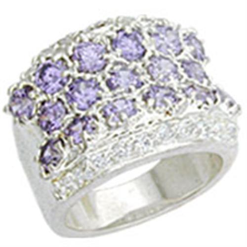 12507 - High-Polished 925 Sterling Silver Ring with AAA Grade CZ in Light Amethyst