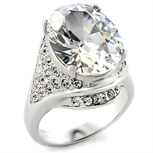 12713 - Rhodium Brass Ring with AAA Grade CZ in Clear