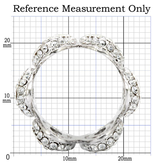 1W032 - Rhodium Brass Ring with Top Grade Crystal in Clear