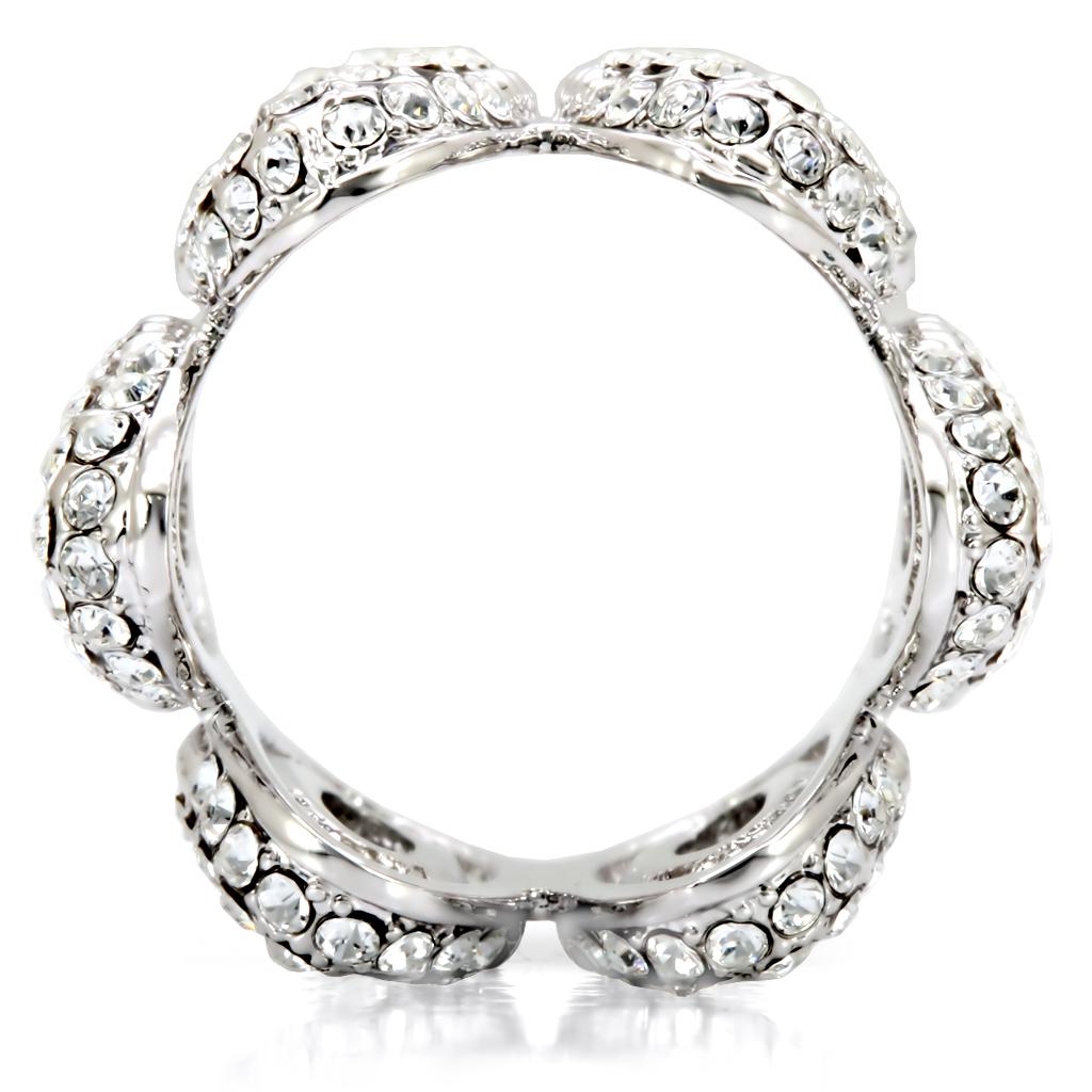1W032 - Rhodium Brass Ring with Top Grade Crystal in Clear