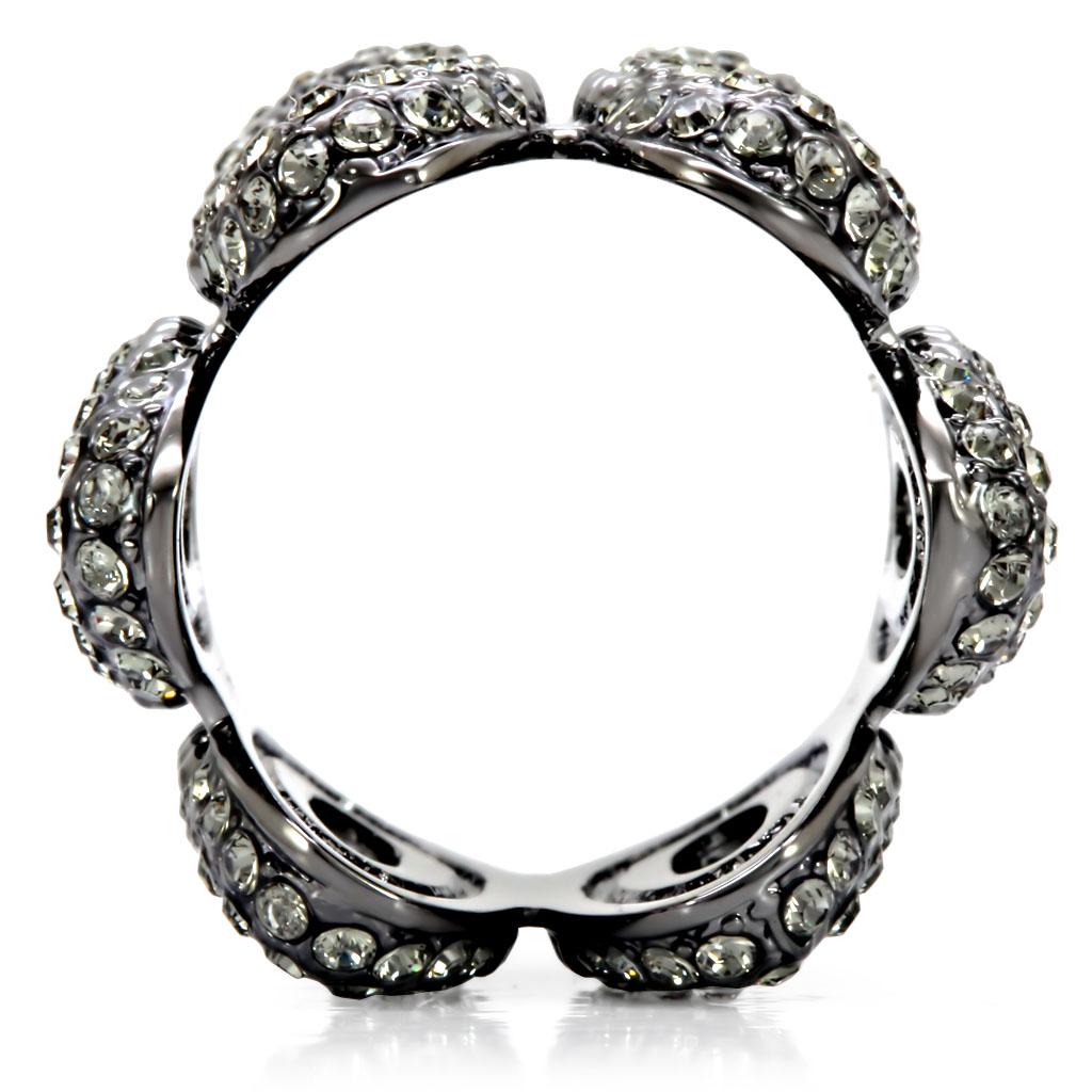 1W033 - Ruthenium Brass Ring with Top Grade Crystal in Black Diamond