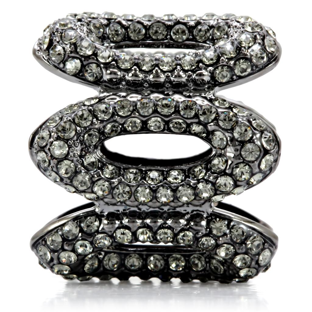 1W033 - Ruthenium Brass Ring with Top Grade Crystal in Black Diamond