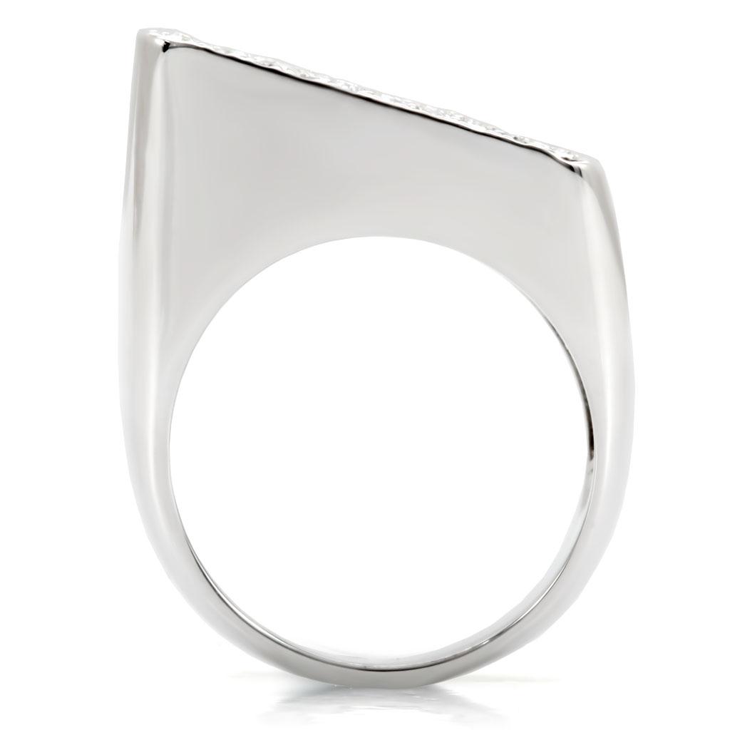 1W035 - Rhodium Brass Ring with Top Grade Crystal in Clear