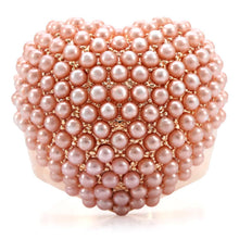 1W059 - Rose Gold Brass Ring with Synthetic Pearl in Rose