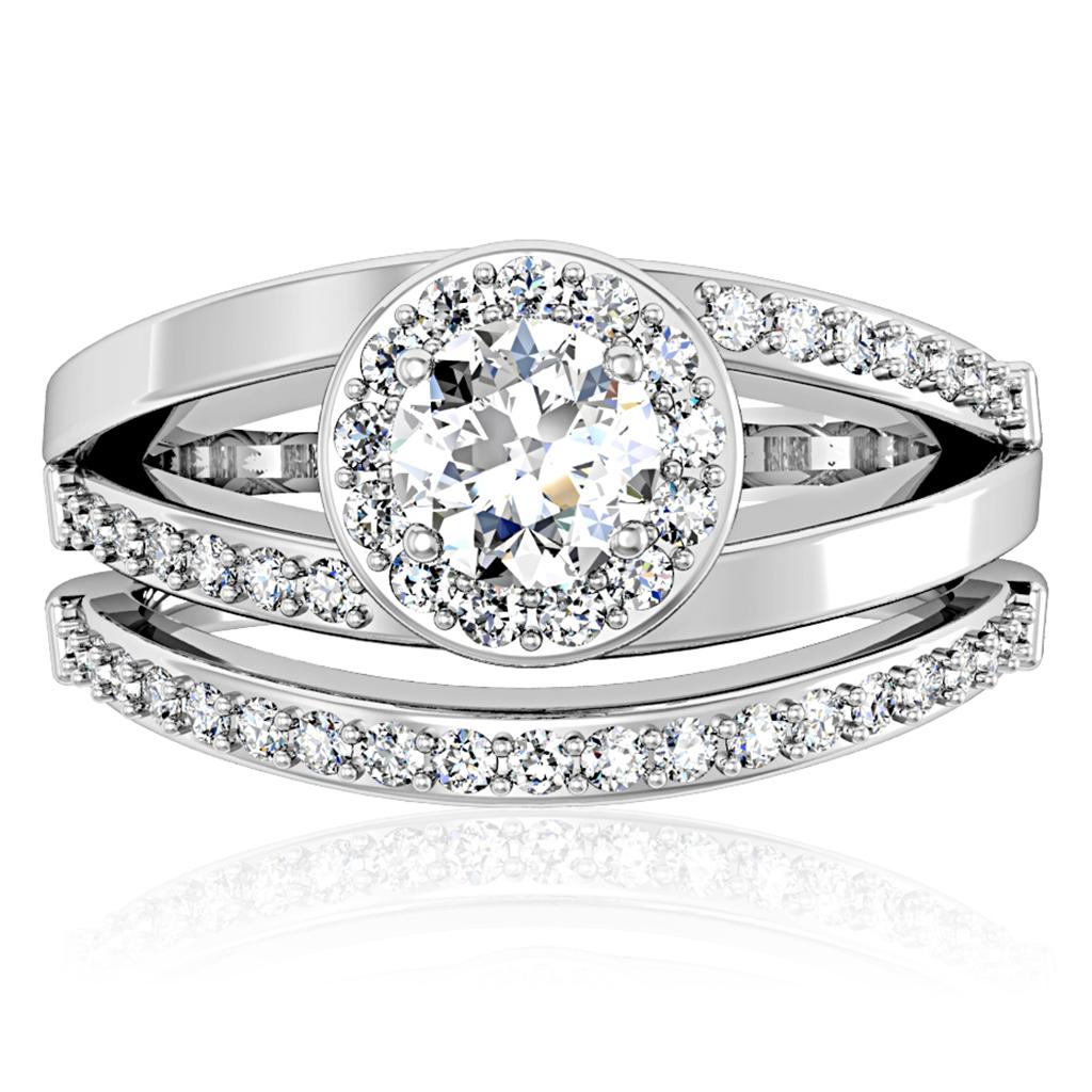 1W164 - Rhodium Brass Ring with AAA Grade CZ in Clear