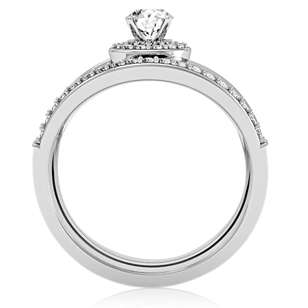 1W164 - Rhodium Brass Ring with AAA Grade CZ in Clear