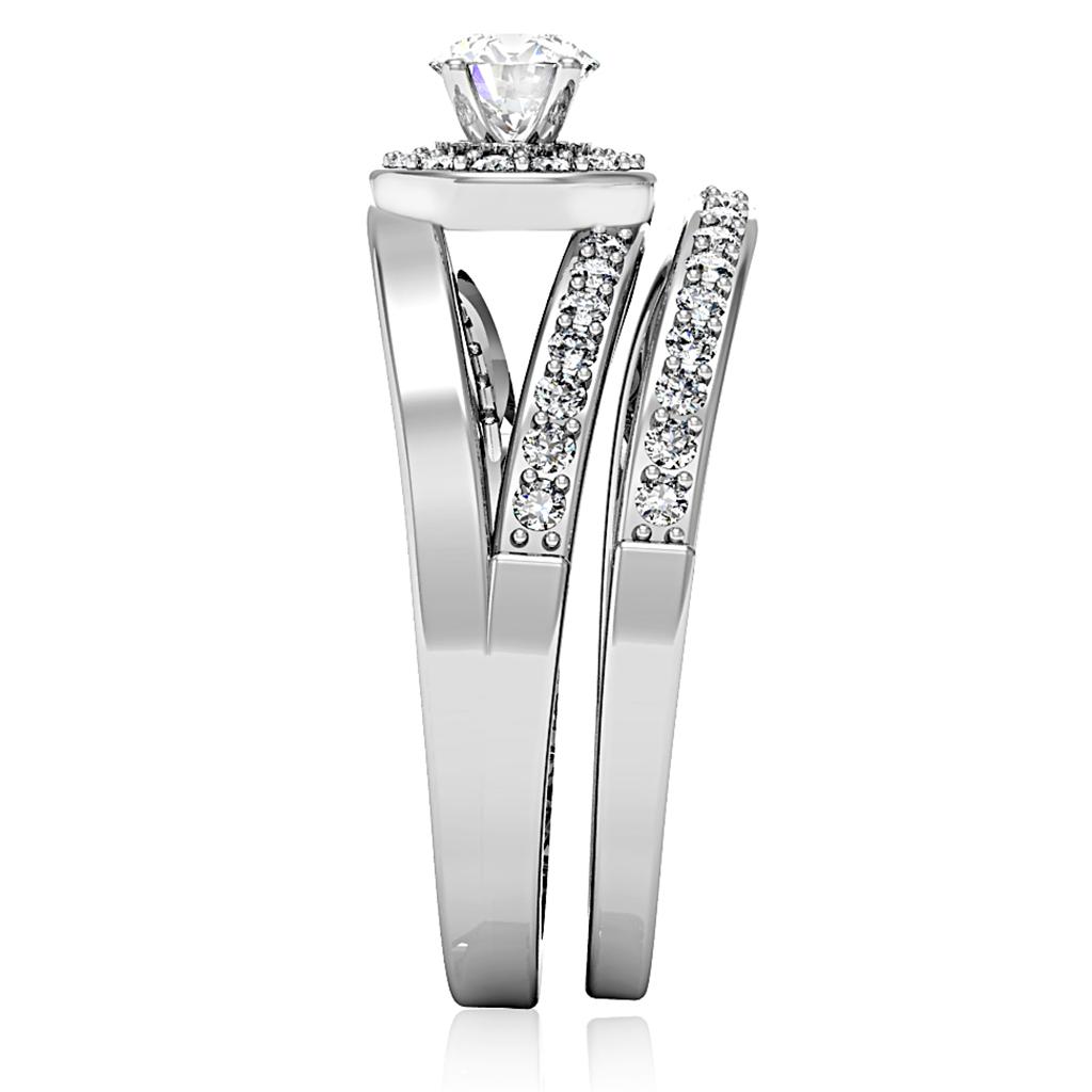 1W164 - Rhodium Brass Ring with AAA Grade CZ in Clear
