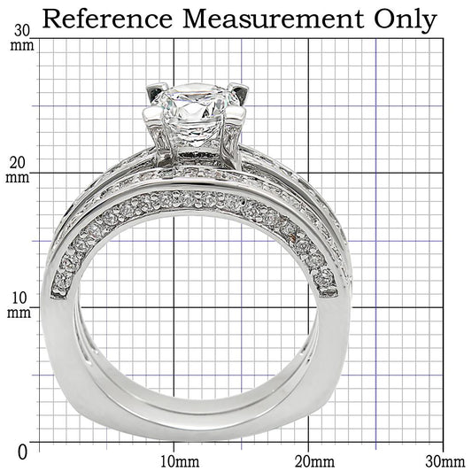 1W004 - Rhodium Brass Ring with AAA Grade CZ in Clear
