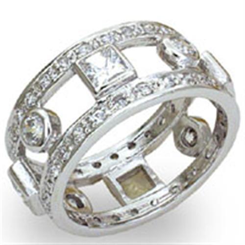 20421 - High-Polished 925 Sterling Silver Ring with AAA Grade CZ in Clear