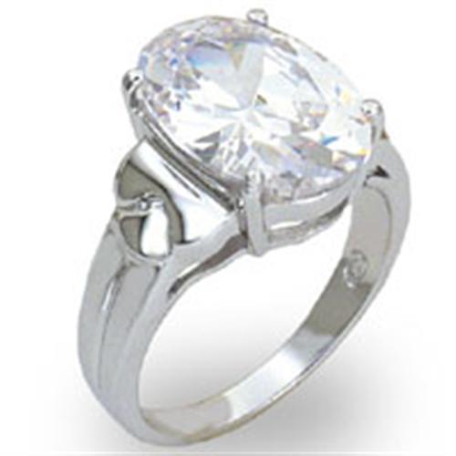 20424 - High-Polished 925 Sterling Silver Ring with AAA Grade CZ in Clear