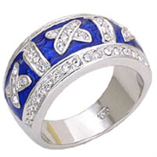 20829 - Rhodium Brass Ring with Top Grade Crystal in Clear